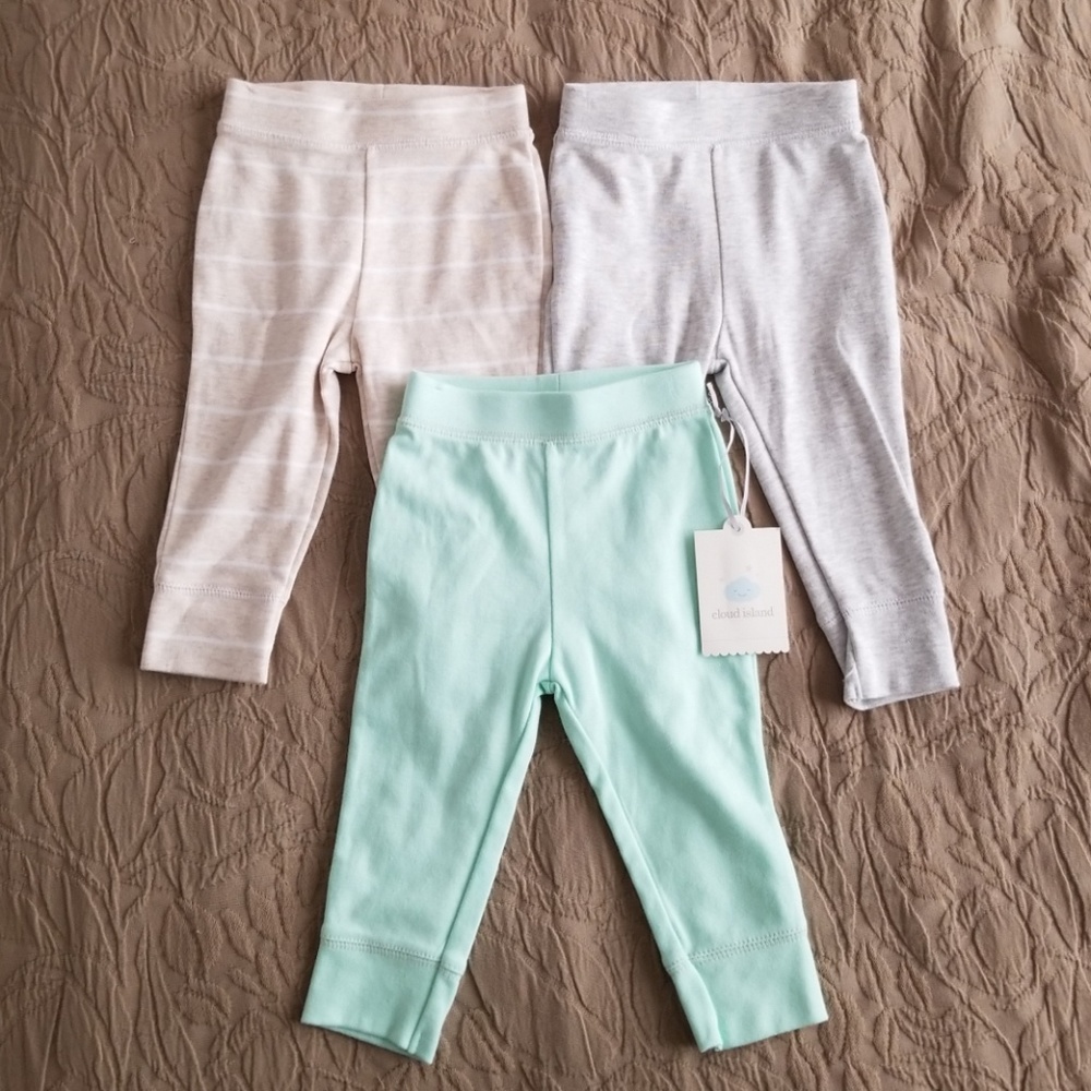 3pk Cloud Island Pants Sz 6-9mo